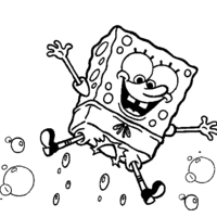 Desenho de Bob Esponja brincando com bolhas de sabão para colorir