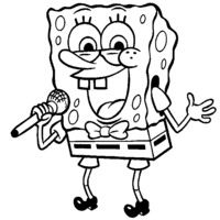 Desenho de Bob Esponja cantando para colorir