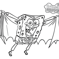 Desenho de Bob Esponja em fantasia de morcego para colorir