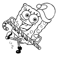 Desenho de Bob Esponja dançando para colorir