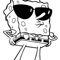 Desenho de Bob Esponja de óculos escuros para colorir