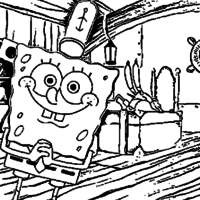 Desenho de Bob Esponja em Fenda de Bikini para colorir