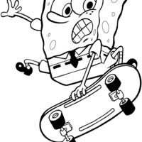 Desenho de Bob Esponja em manobra radical para colorir