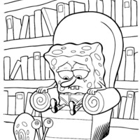 Desenho de Bob Esponja e Gary conversando para colorir