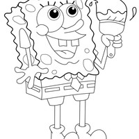 Desenho de Bob Esponja pintando para colorir