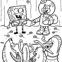 Desenho de Gary e Bob Esponja se apresentando no palco para colorir