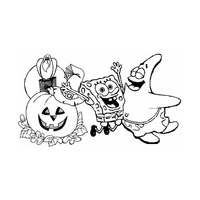 Desenho de Halloween do Bob Esponja e do Patrick para colorir