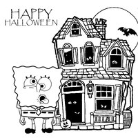 Desenho de Halloween do Bob Esponja para colorir