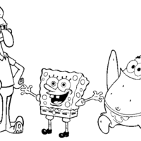 Desenho de Lula Molusco, Bob Esponja e Patrício Estrela para colorir