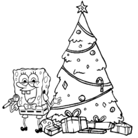 Desenho de Natal do Bob Esponja para colorir
