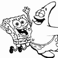 Desenho de Patrick e Bob Esponja se divertindo para colorir