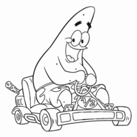 Desenho de Patrick Estrela andando de kart para colorir
