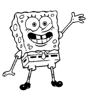 Desenho de Bob Esponja cumprimentando as pessoas para colorir