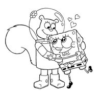 Desenho de Sandy e Bob Esponja para colorir