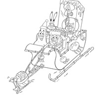 Desenho de Turma do Bob Esponja no trenó para colorir
