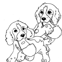 Desenho de Cachorrinhos brincando para colorir
