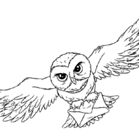 Desenho de Coruja voando para colorir