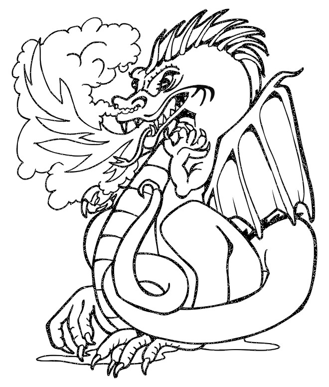 Desenho Para Colorir Dragão brinca com fogo - Imagens Grátis Para Imprimir  - img 31058