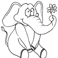 Desenho de Elefante e florzinha para colorir