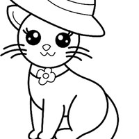 Desenho de Gata com chapéu para colorir