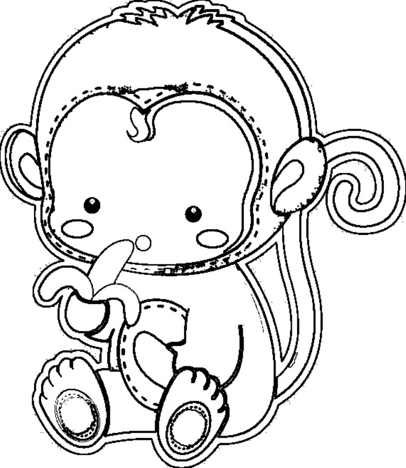 Desenho de Macaco com banana para Colorir - Colorir.com