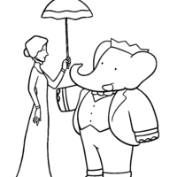 Desenho de Babar sendo gentil para colorir