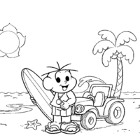 Desenho de Cebolinha indo à praia para colorir