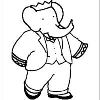 Desenho de Babar, o rei elefante para colorir