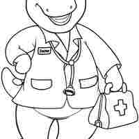 Desenho de Barney brincando de médico para colorir