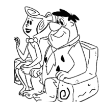 Desenho de Fred e Wilma vendo televisão para colorir