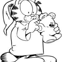 Desenho de Garfield com pijama para colorir