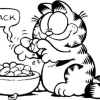 Desenho de Garfield comendo para colorir