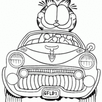 Desenho de Garfield dirigindo carro para colorir