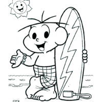 Desenho de Cebolinha surfista para colorir