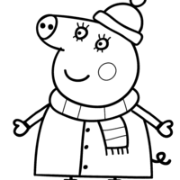 Desenho de Peppa Pig no inverno para colorir