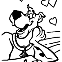 Desenho de Scooby Doo apaixonado para colorir