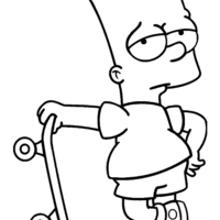 Desenho de Bart Simpsons e skate para colorir