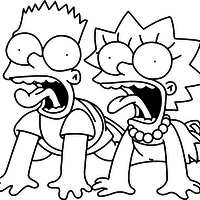 Desenho de Bart e Lisa Simpsons para colorir