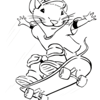Desenho de Stuart Little andando de skate para colorir