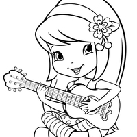 Desenho de Moranguinho tocando violão para colorir