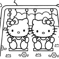 Desenho de Hello Kitty no balancinho para colorir