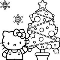 Desenho de Natal da Hello Kitty para colorir