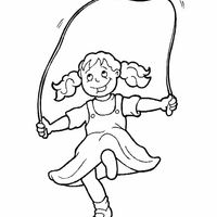 Desenho de Menina pulando corda para colorir