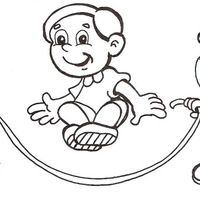 Desenho de Menino pulando corda para colorir