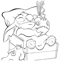 Desenho de Lilo deitado na cama para colorir