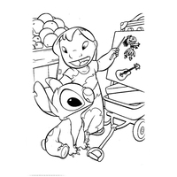 Desenho de Lilo e Stitch brincando para colorir