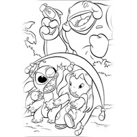 Desenho de Lilo e Stitch escondidos para colorir