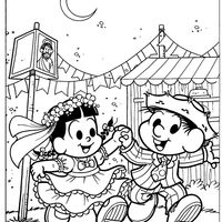 Desenho de Chico Bento e Rosinha na festa junina para colorir