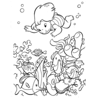 Desenho de Lilo nadando no mar para colorir