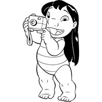 Desenho de Lilo tirando foto para colorir